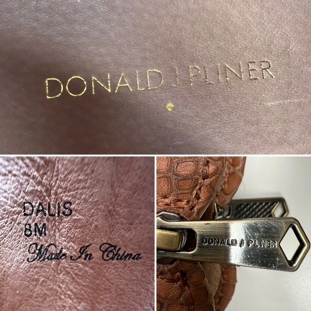 Donald J Pliner Dalis Western Couture Ankle Boots Snakeskin Embossed Leather 8M - Picture 10 of 10